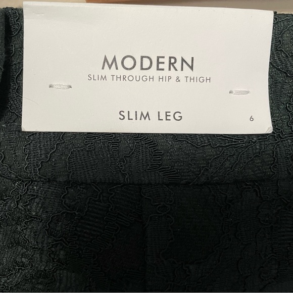 Ann Taylor NWT Dark Green Lace Dress Pants Womens size 6 classy high end slim - Picture 2 of 5